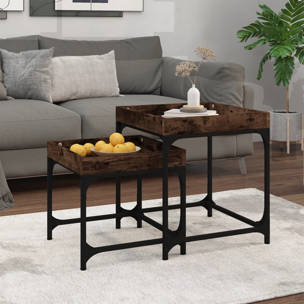 Tables d'appoint 2 pcs Chêne fumé Bois d'ingénierie - XIOS
