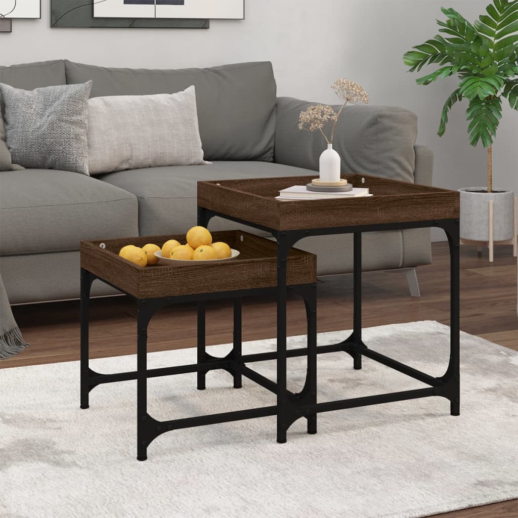 Tables d'appoint 2 pcs Chêne marron Bois d'ingénierie - XIOS