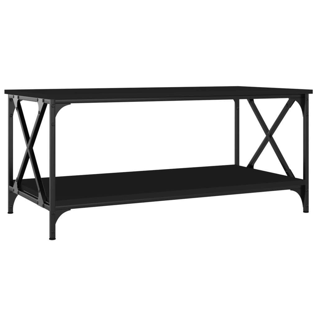 Table basse Noir 100x50x45 cm Bois d'ingénierie et fer - XIOS