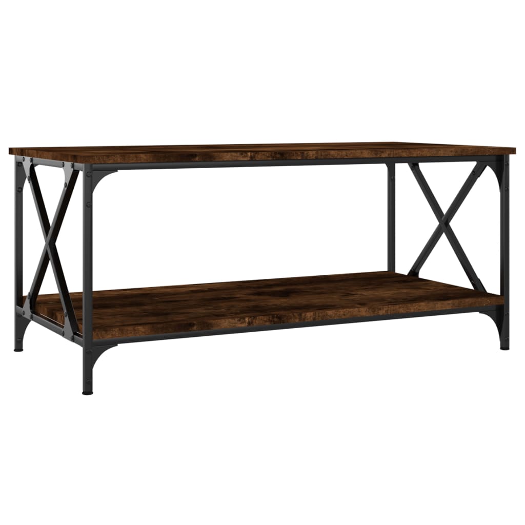Table basse Chêne fumé 100x50x45 cm Bois d'ingénierie et fer - XIOS