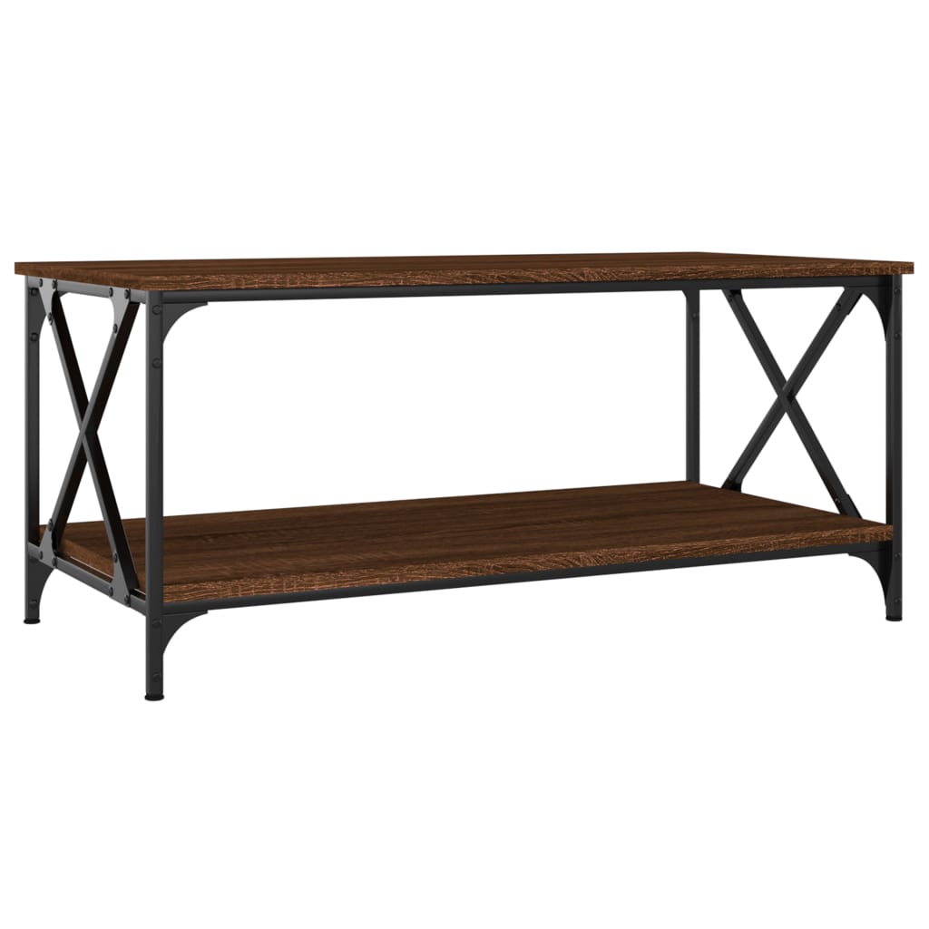 Table basse Chêne marron 100x50x45 cm Bois d'ingénierie et fer - XIOS