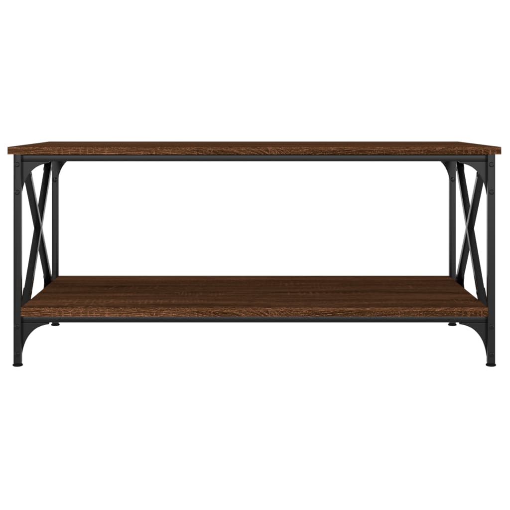 Table basse Chêne marron 100x50x45 cm Bois d'ingénierie et fer - XIOS