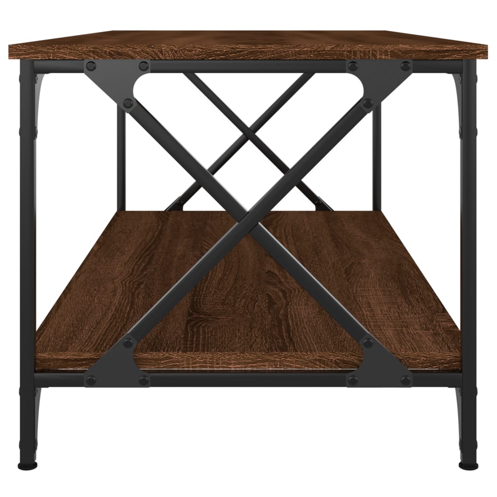 Table basse Chêne marron 100x50x45 cm Bois d'ingénierie et fer - XIOS