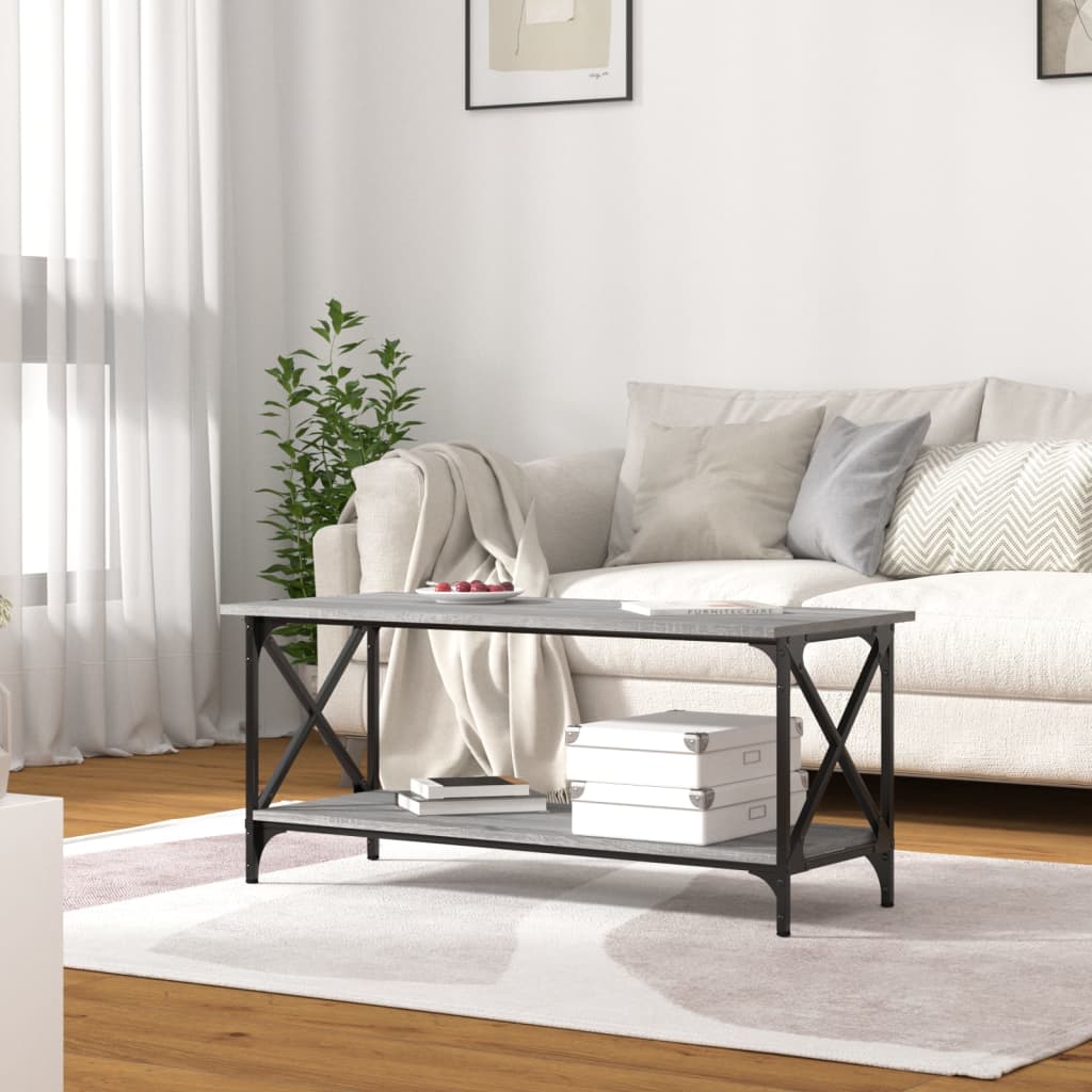 Table basse Sonoma gris 100x45x45 cm Bois d'ingénierie et fer - XIOS