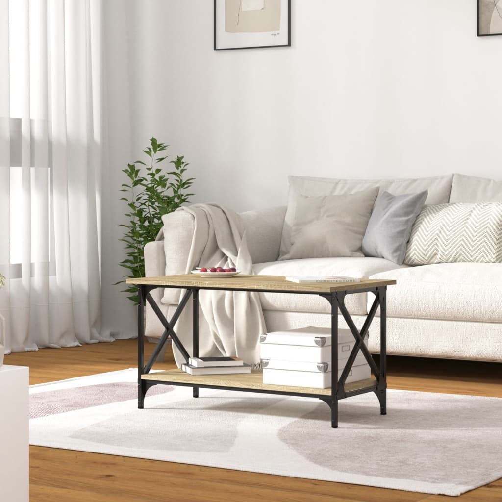 Table basse Chêne sonoma 80x45x45 cm Bois d'ingénierie et fer - XIOS