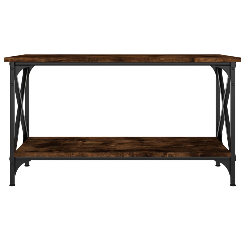 Table basse Chêne fumé 80x45x45 cm Bois d'ingénierie et fer - XIOS