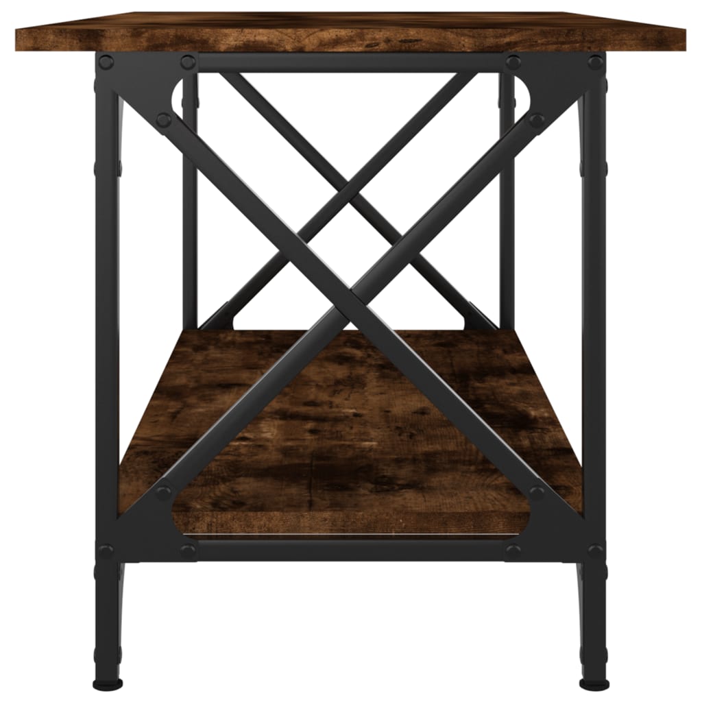 Table basse Chêne fumé 80x45x45 cm Bois d'ingénierie et fer - XIOS