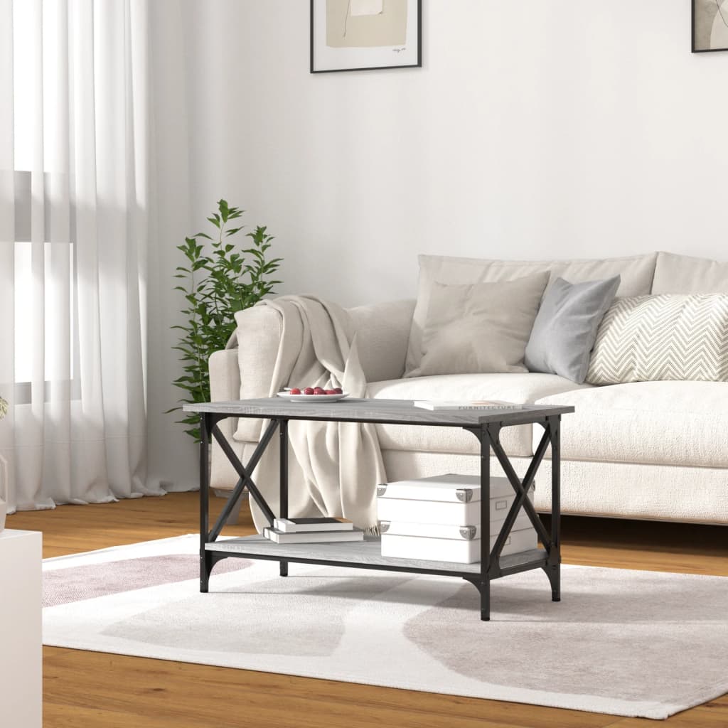Table basse Sonoma gris 80x45x45 cm Bois d'ingénierie et fer - XIOS