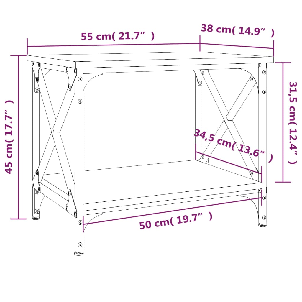 Table d'appoint Sonoma gris 55x38x45 cm Bois d'ingénierie - XIOS