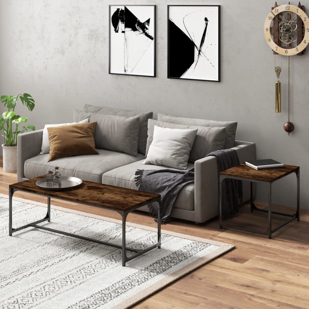 Tables basses 2 pcs Chêne fumé Bois d'ingénierie - XIOS