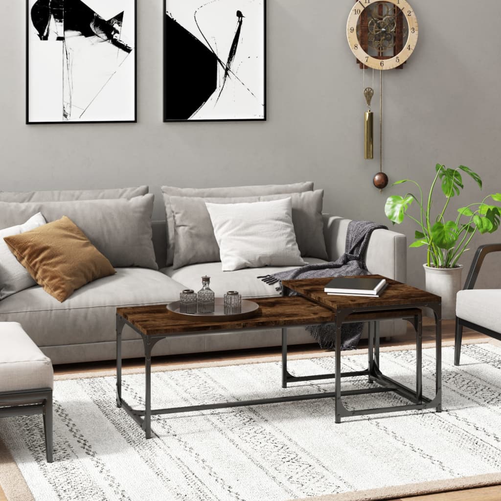 Tables basses 2 pcs Chêne fumé Bois d'ingénierie - XIOS