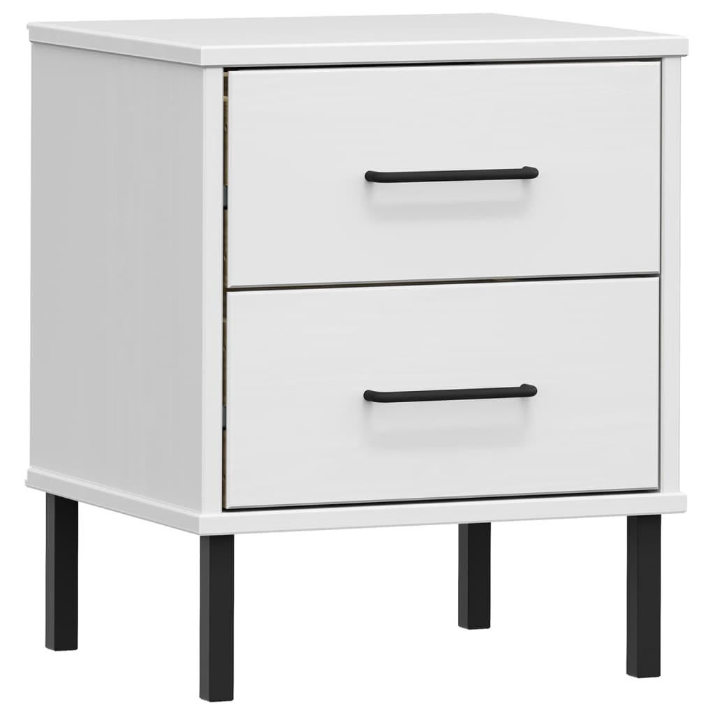 Table de chevet avec pieds en métal Blanc Bois pin massif OSLO - XIOS