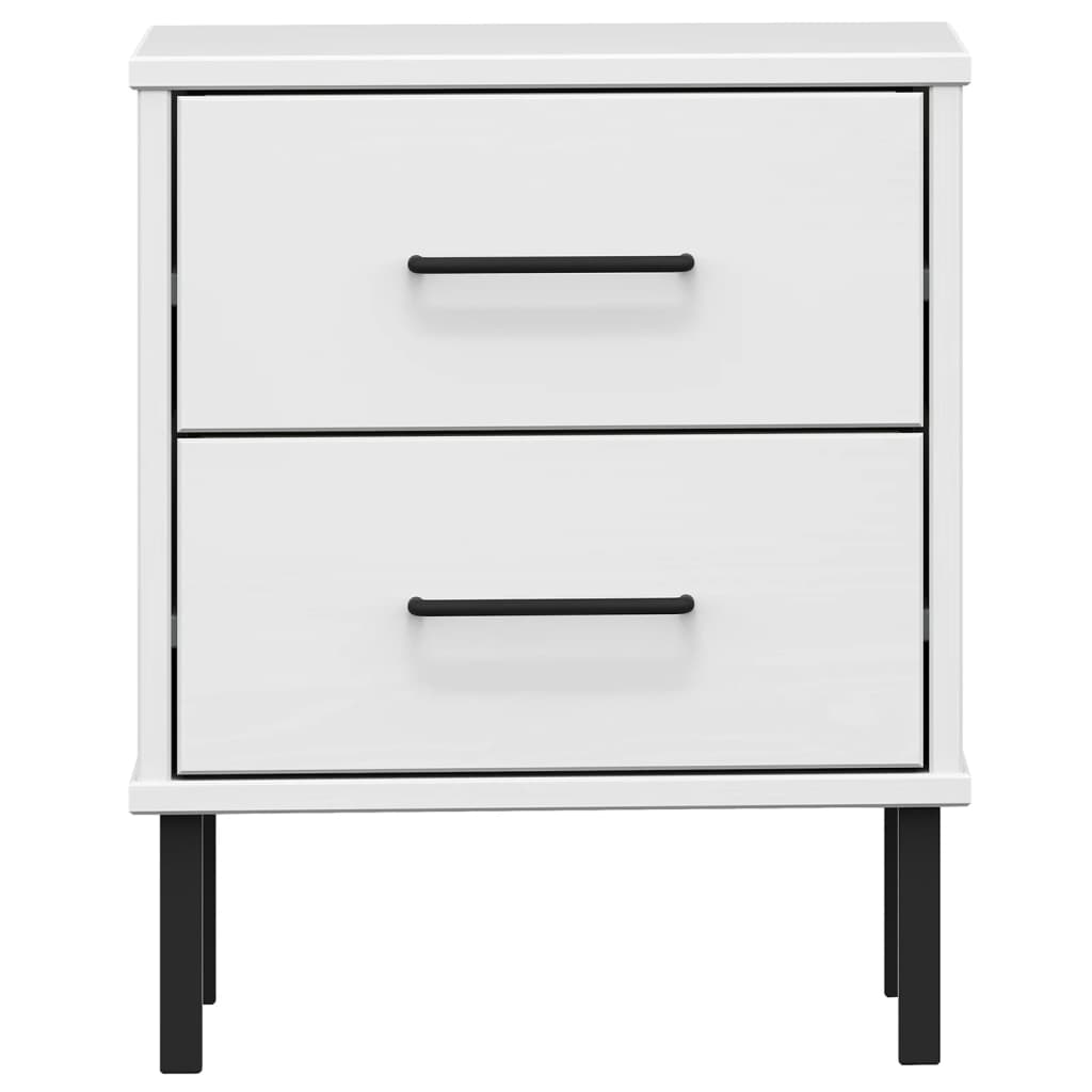 Table de chevet avec pieds en métal Blanc Bois pin massif OSLO - XIOS
