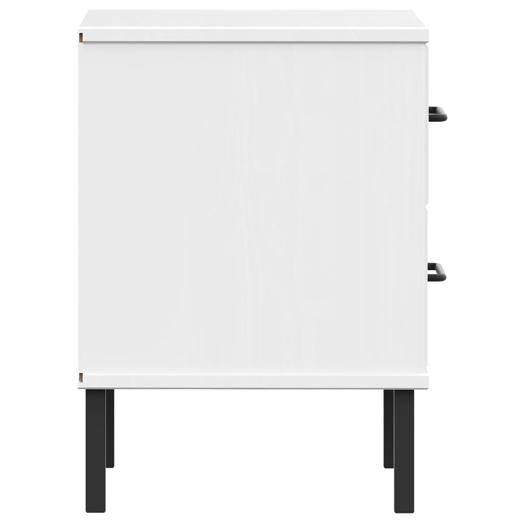 Table de chevet avec pieds en métal Blanc Bois pin massif OSLO - XIOS