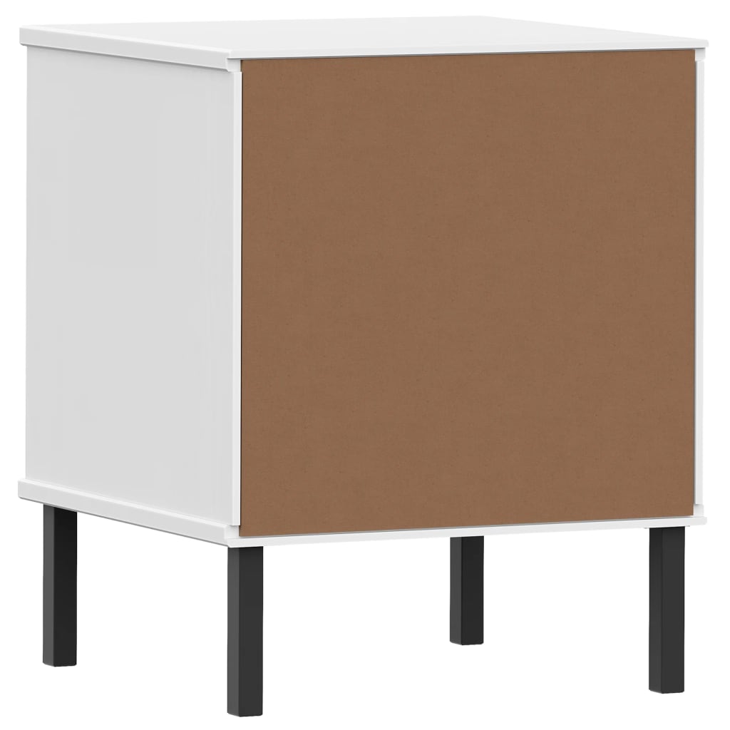 Table de chevet avec pieds en métal Blanc Bois pin massif OSLO - XIOS
