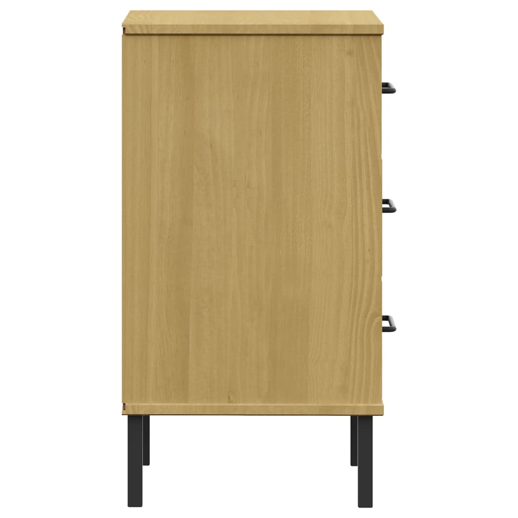 Table de chevet avec pieds en métal Marron Bois pin massif OSLO - XIOS