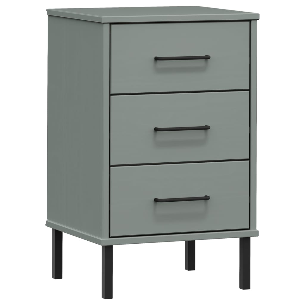 Table de chevet avec pieds en métal Gris Bois pin massif OSLO - XIOS