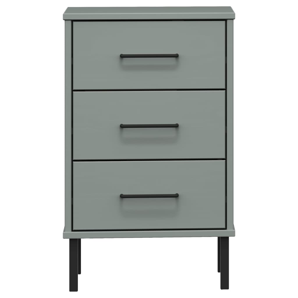 Table de chevet avec pieds en métal Gris Bois pin massif OSLO - XIOS
