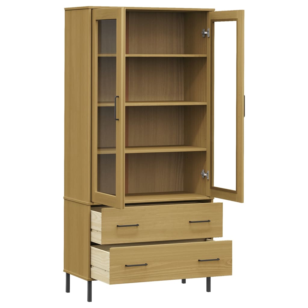 Bibliothèque avec pieds en métal Marron 85x35x172,5cm Bois OSLO - XIOS
