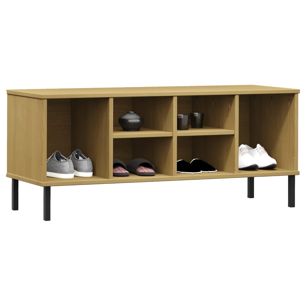 Étagère à chaussures pieds en métal Brun 106x35x45 cm Bois OSLO - XIOS