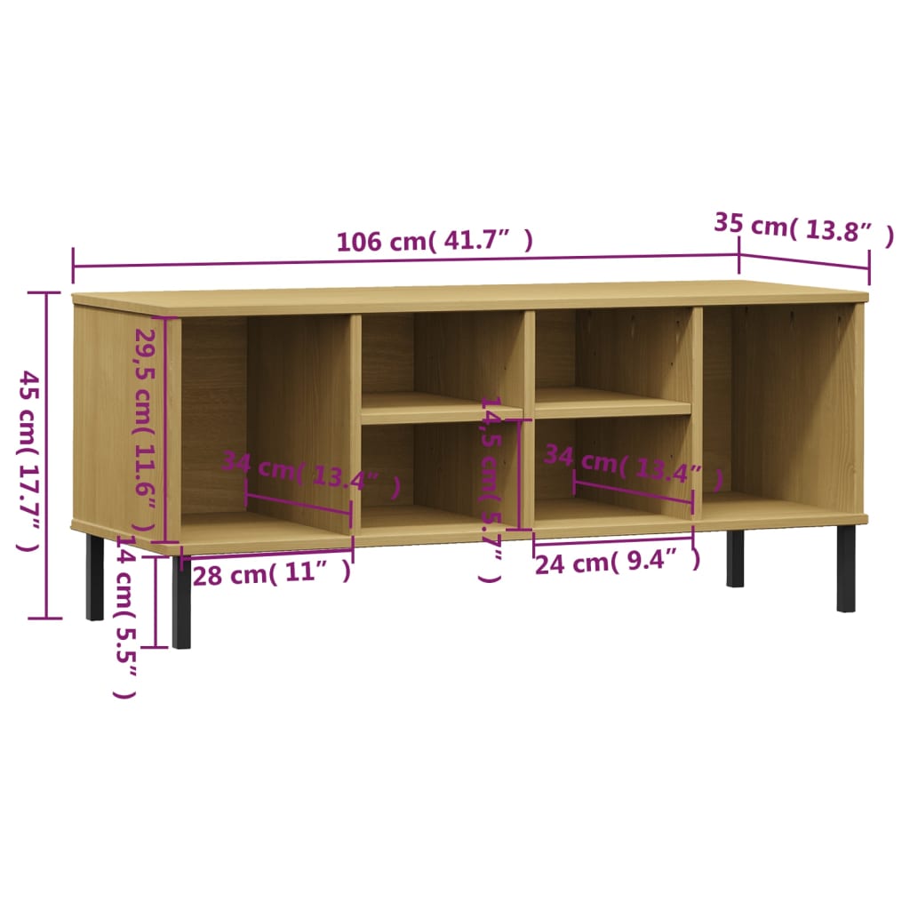Étagère à chaussures pieds en métal Brun 106x35x45 cm Bois OSLO - XIOS