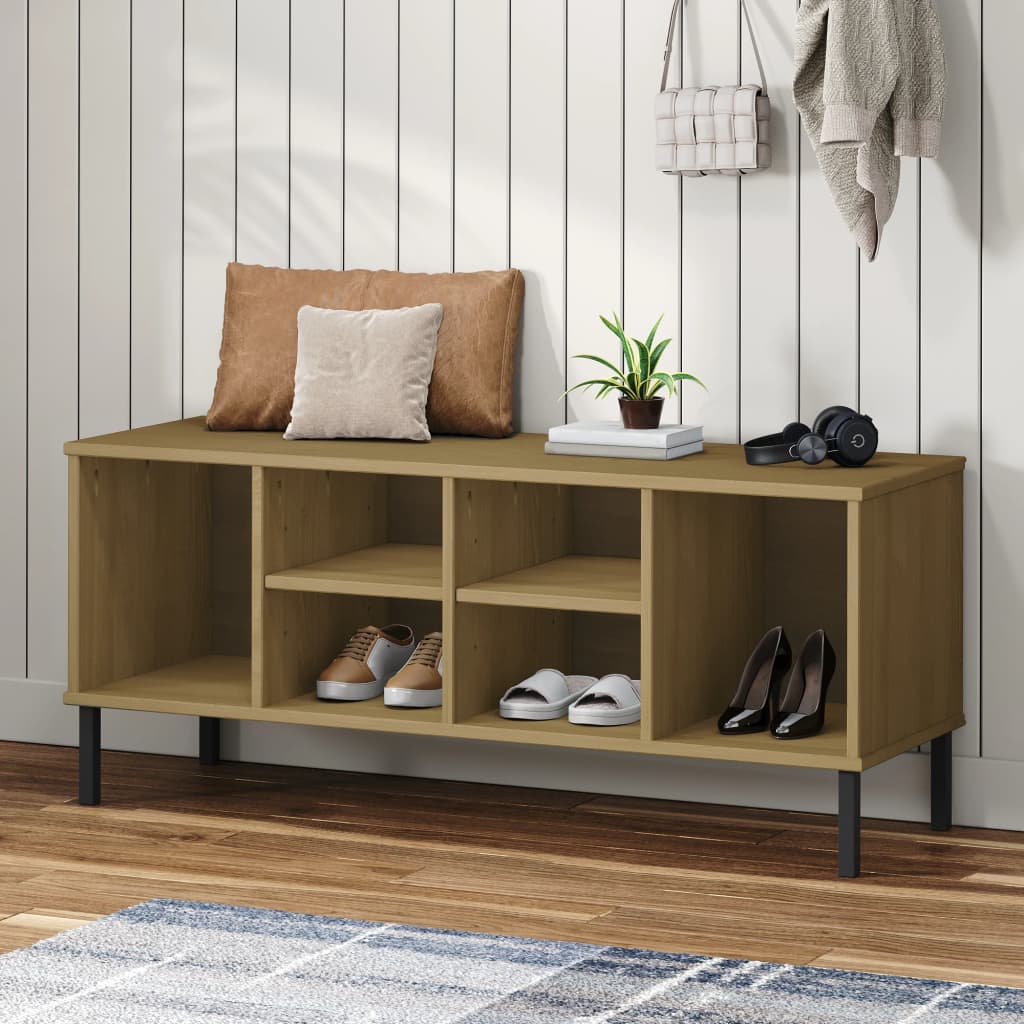 Étagère à chaussures pieds en métal Brun 106x35x45 cm Bois OSLO - XIOS