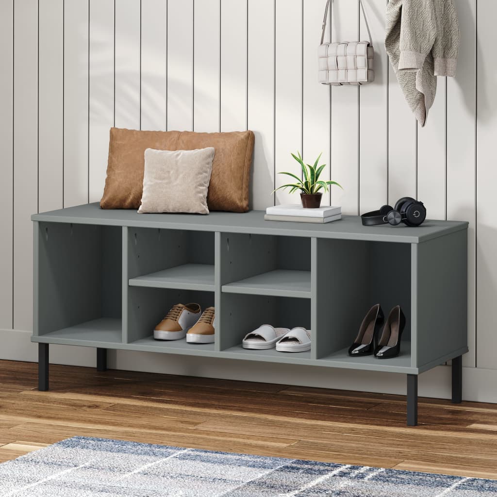 Étagère à chaussures pieds en métal Gris 106x35x45 cm Bois OSLO - XIOS