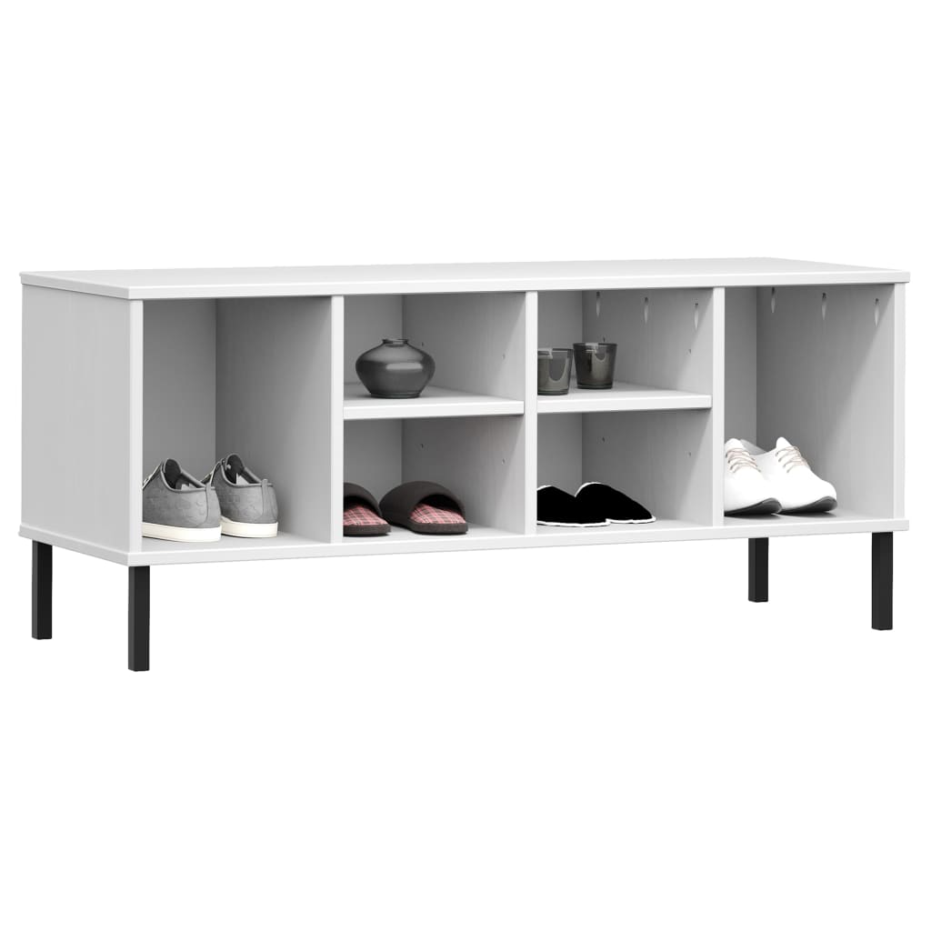 Étagère à chaussures pieds en métal Blanc 106x35x45cm Bois OSLO - XIOS