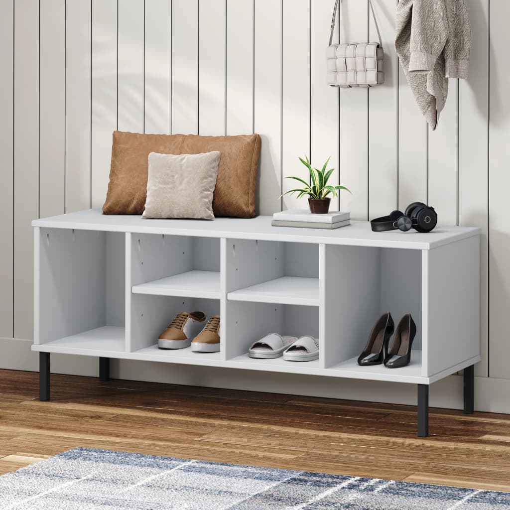 Étagère à chaussures pieds en métal Blanc 106x35x45cm Bois OSLO - XIOS