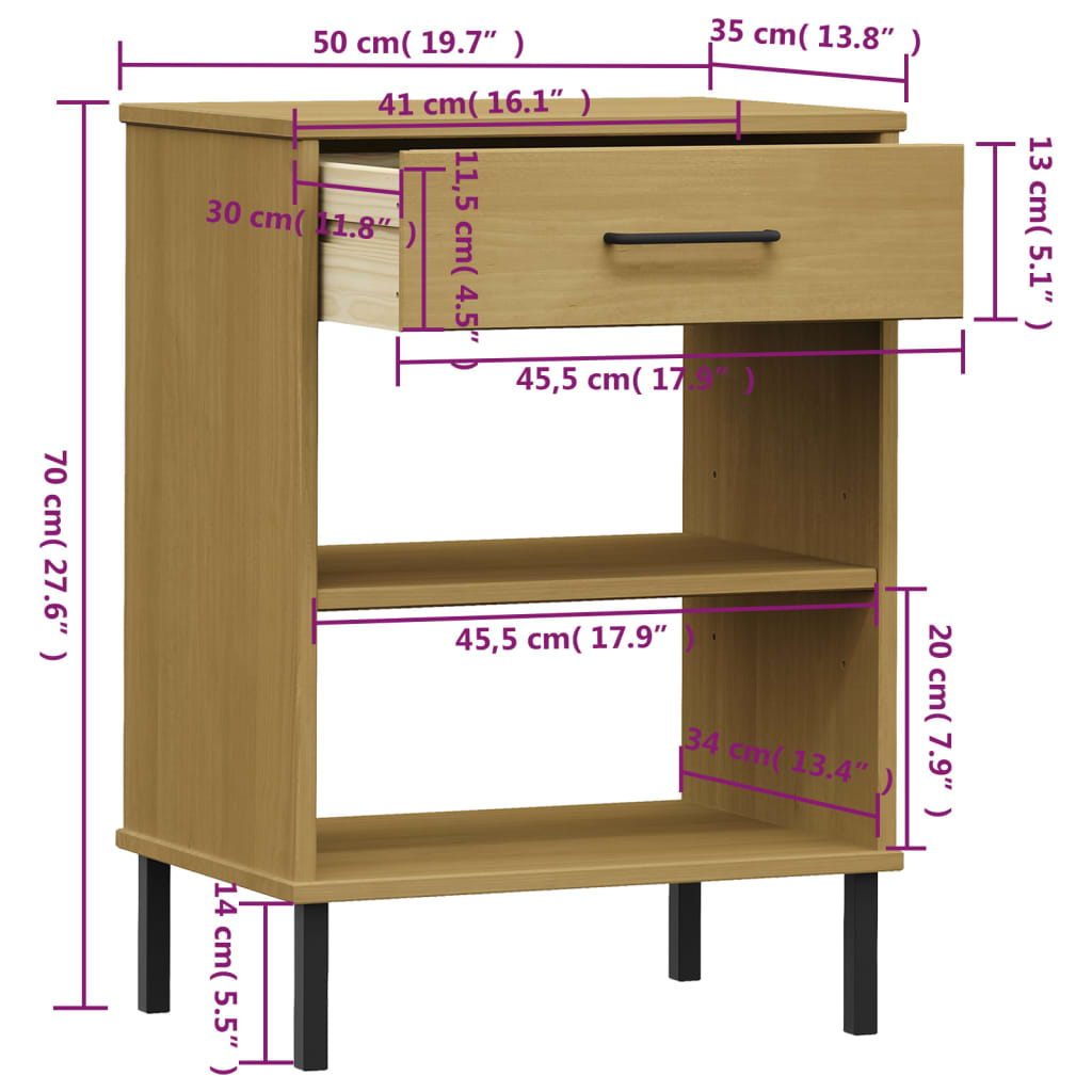 Armoire console avec pieds en métal Marron Bois pin massif OSLO - XIOS
