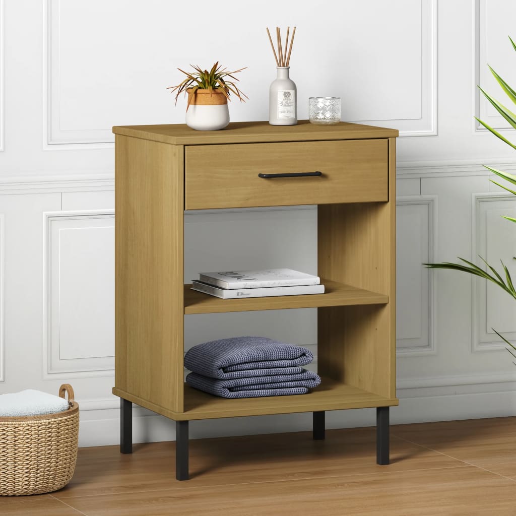 Armoire console avec pieds en métal Marron Bois pin massif OSLO - XIOS