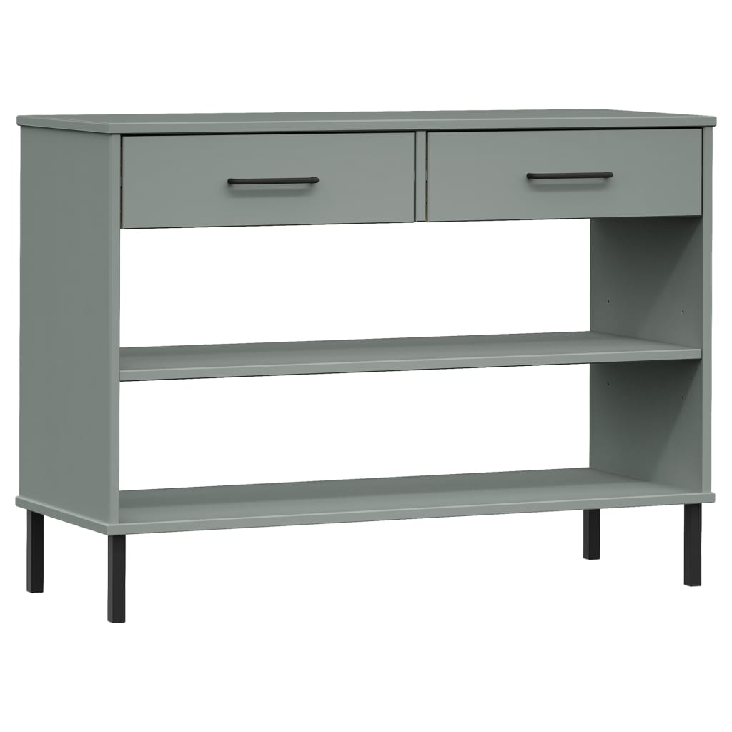 Armoire console avec pieds en métal Gris Bois pin massif OSLO