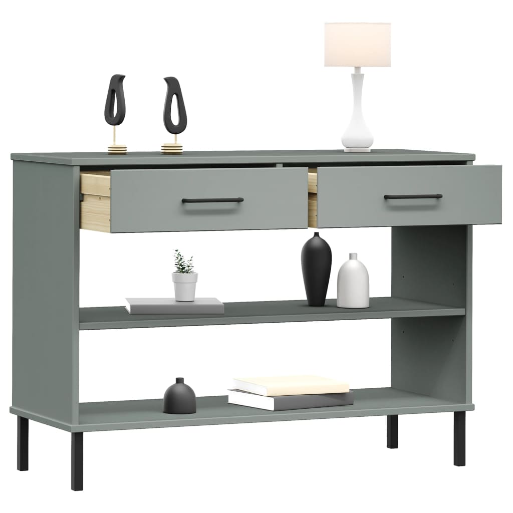 Armoire console avec pieds en métal Gris Bois pin massif OSLO