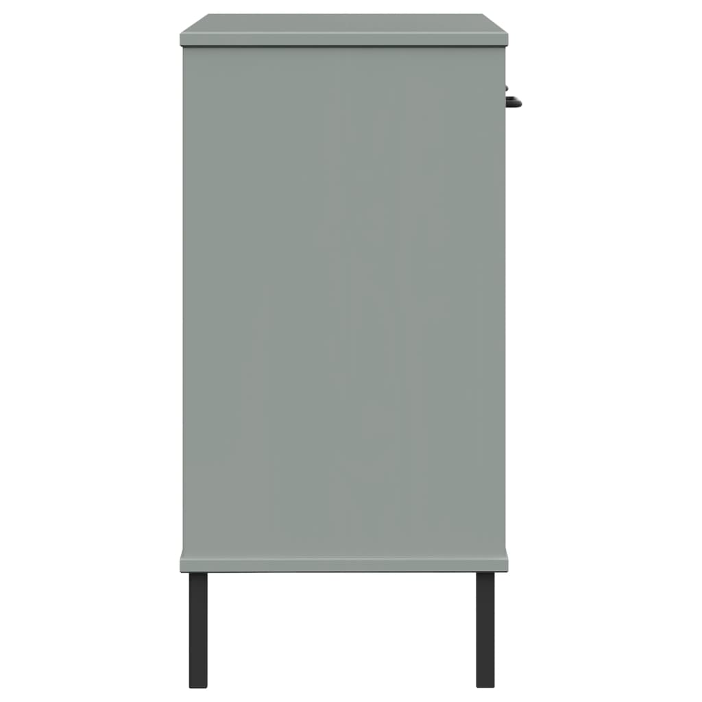 Armoire console avec pieds en métal Gris Bois pin massif OSLO