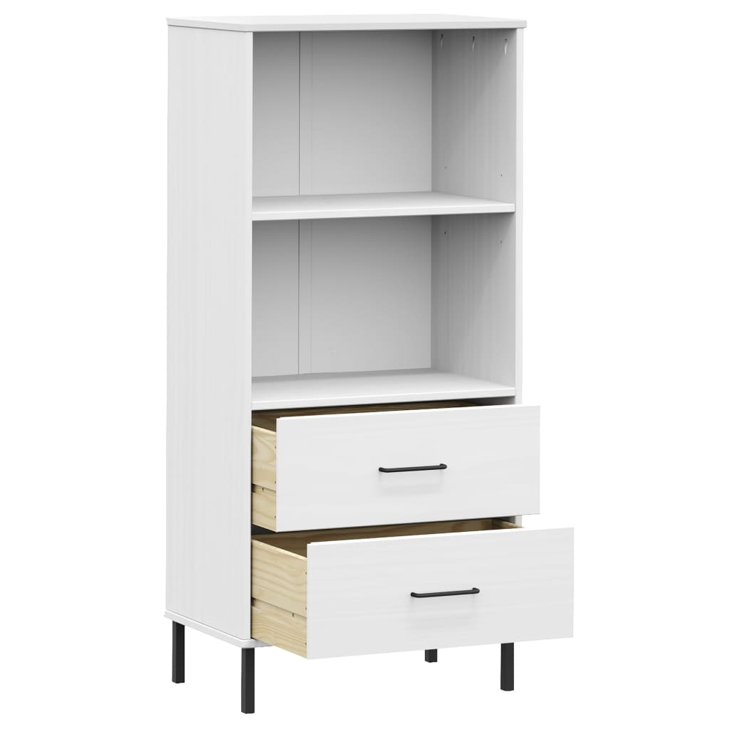 Bibliothèque à 2 tiroirs Blanc 60x35x128,5 cm Bois massif OSLO - XIOS