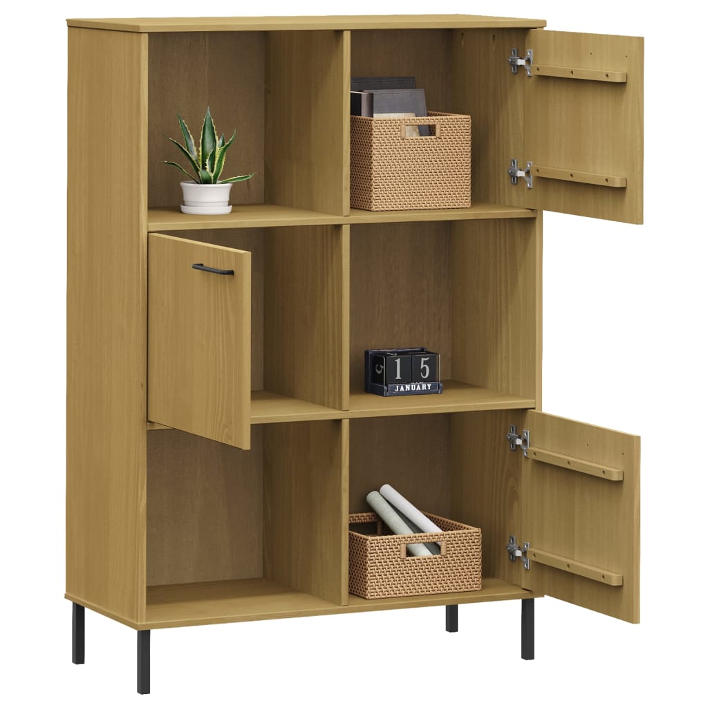 Bibliothèque avec pieds en métal Marron 90x35x128,5cm Bois OSLO - XIOS