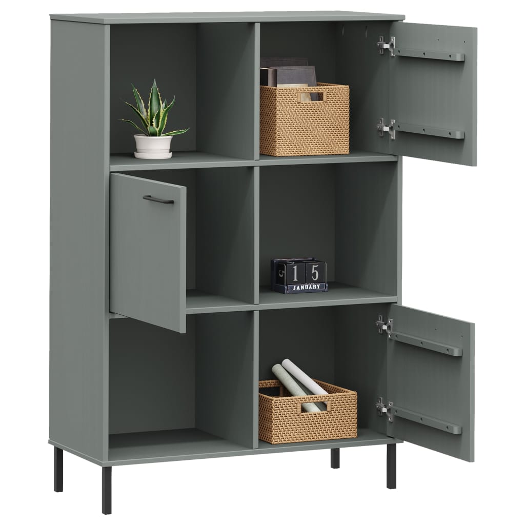 Bibliothèque avec pieds en métal Gris 90x35x128,5 cm Bois OSLO - XIOS