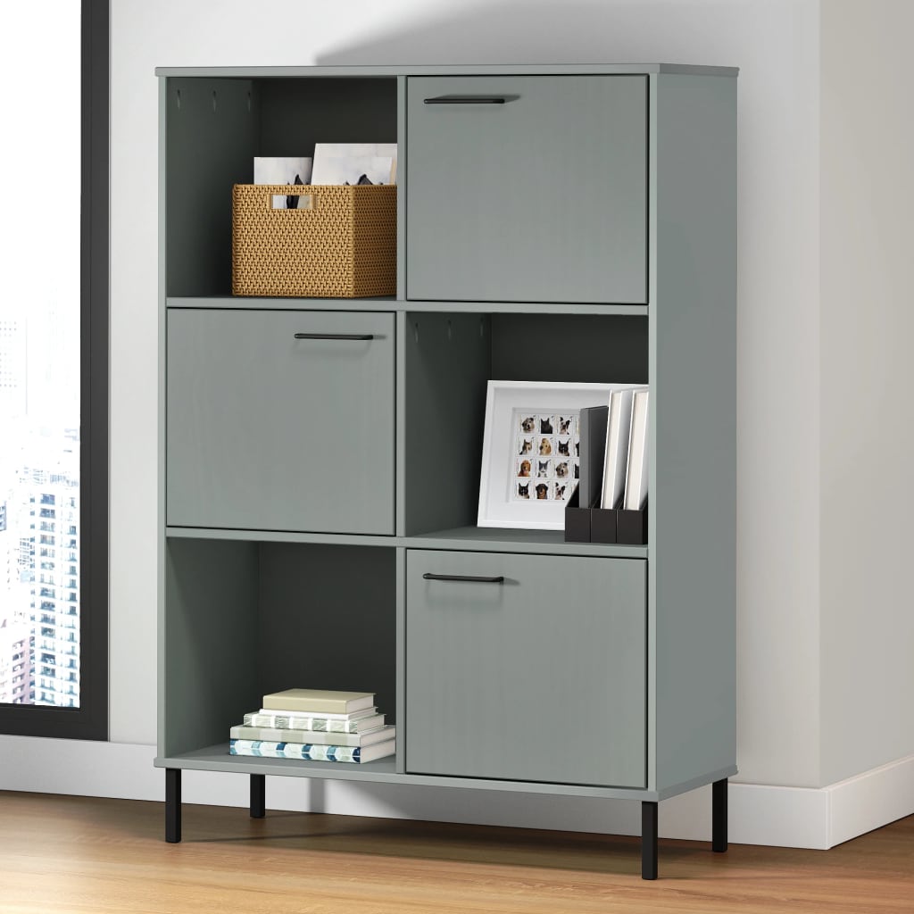 Bibliothèque avec pieds en métal Gris 90x35x128,5 cm Bois OSLO - XIOS