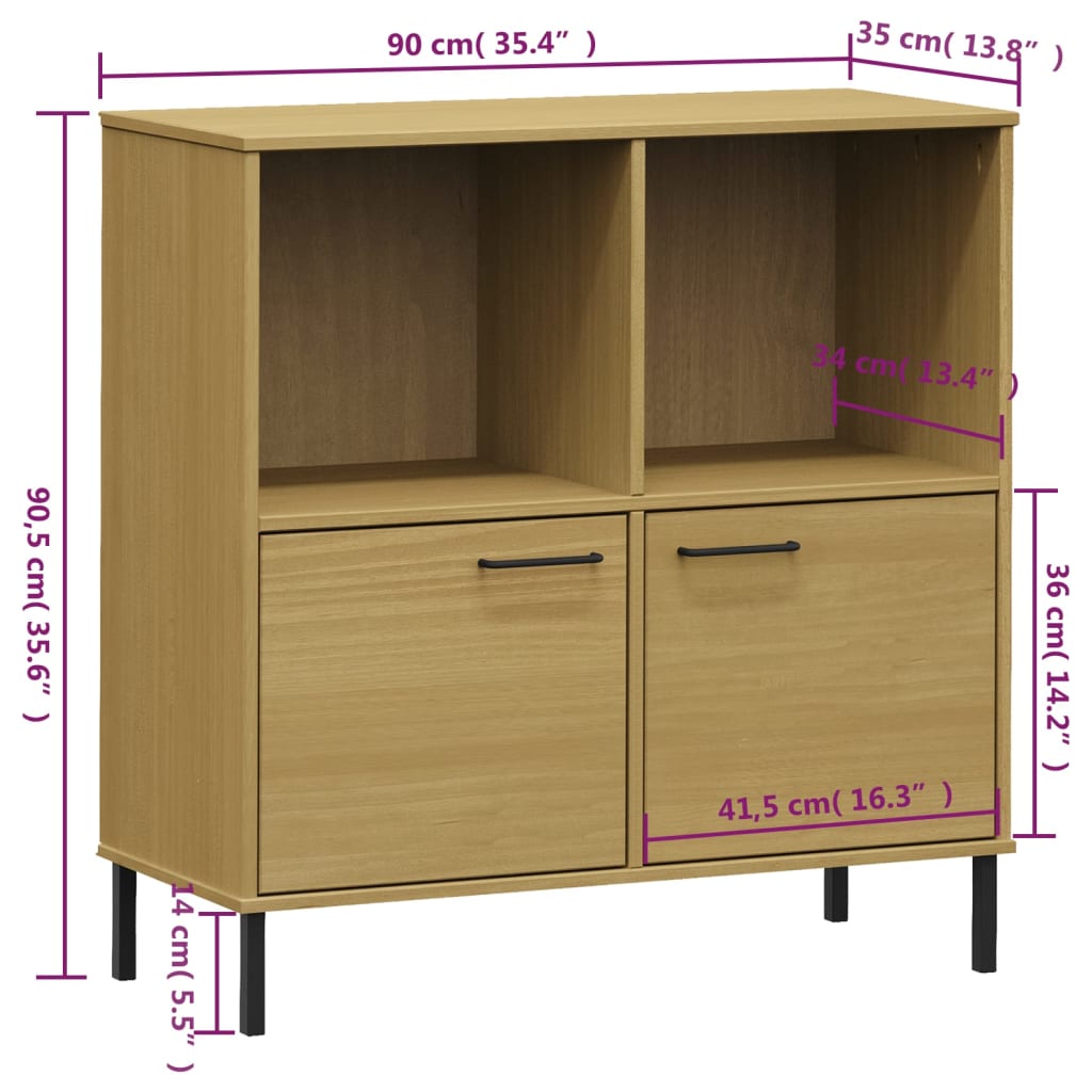 Bibliothèque avec pieds en métal Marron 90x35x90,5 cm Bois OSLO - XIOS