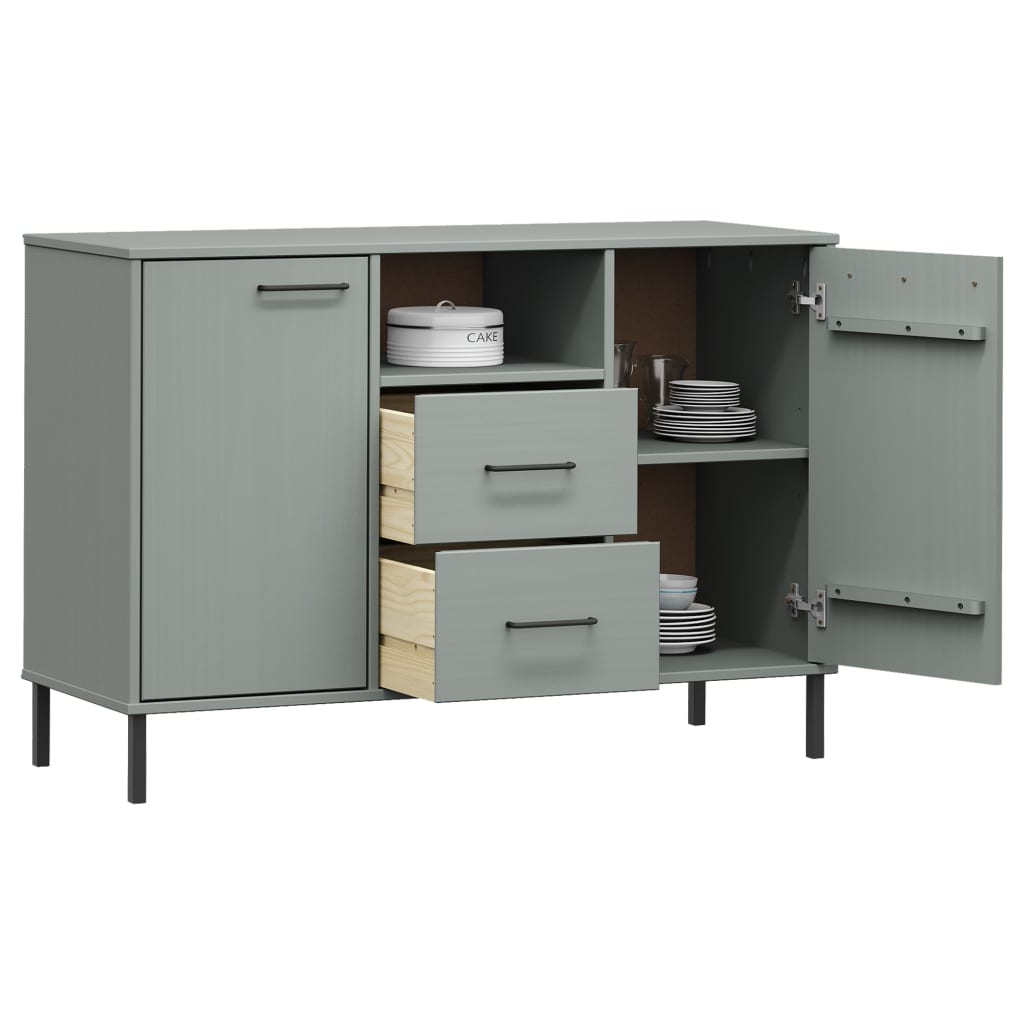 Buffet avec pieds en métal Gris 113x40x77 cm Bois massif OSLO - XIOS