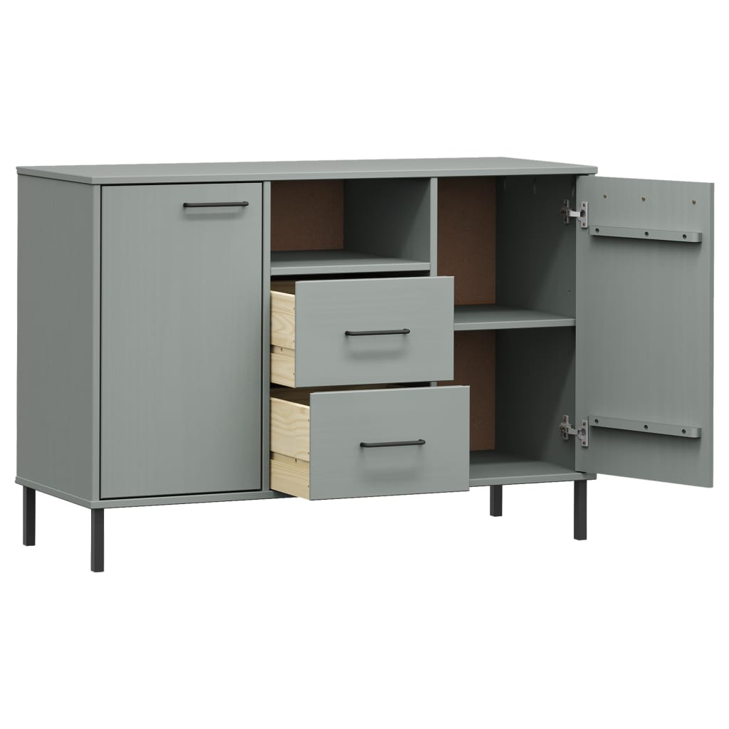 Buffet avec pieds en métal Gris 113x40x77 cm Bois massif OSLO - XIOS