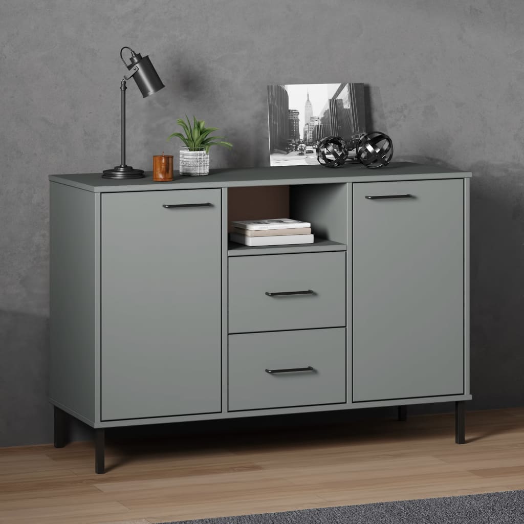 Buffet avec pieds en métal Gris 113x40x77 cm Bois massif OSLO - XIOS