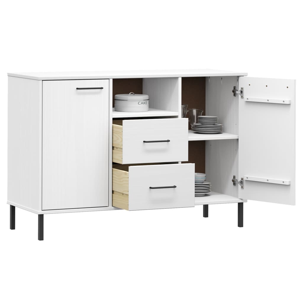 Buffet avec pieds en métal Blanc 113x40x77 cm Bois massif OSLO - XIOS