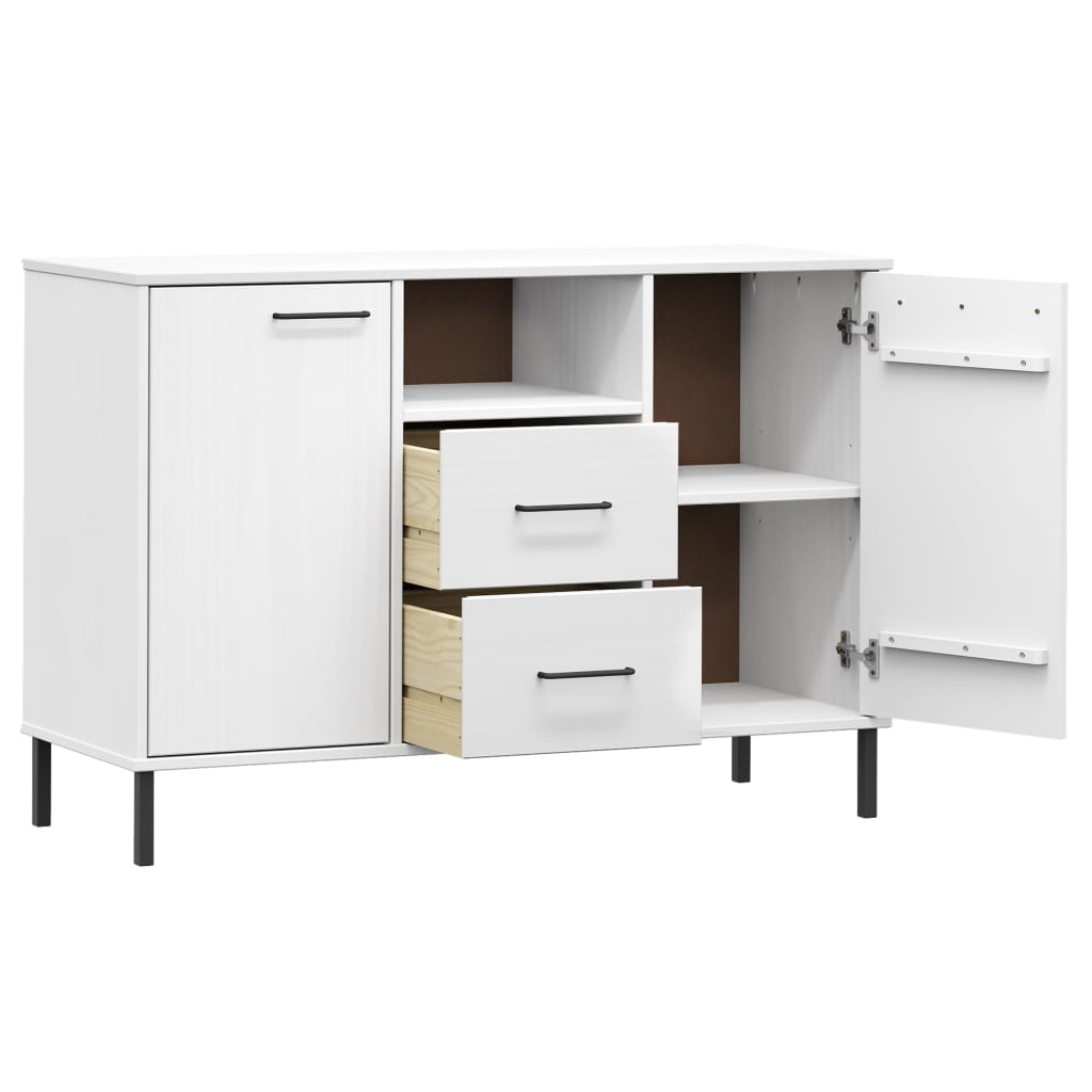 Buffet avec pieds en métal Blanc 113x40x77 cm Bois massif OSLO - XIOS