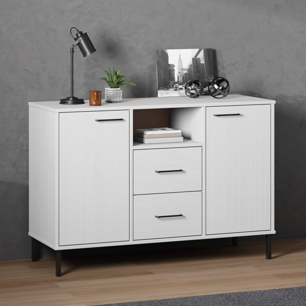 Buffet avec pieds en métal Blanc 113x40x77 cm Bois massif OSLO - XIOS