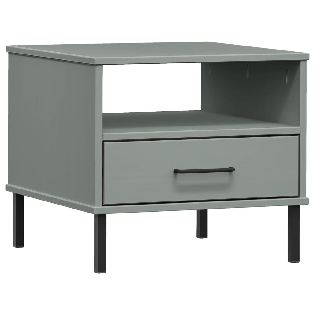 Table de chevet avec pieds en métal Gris Bois pin massif OSLO - XIOS