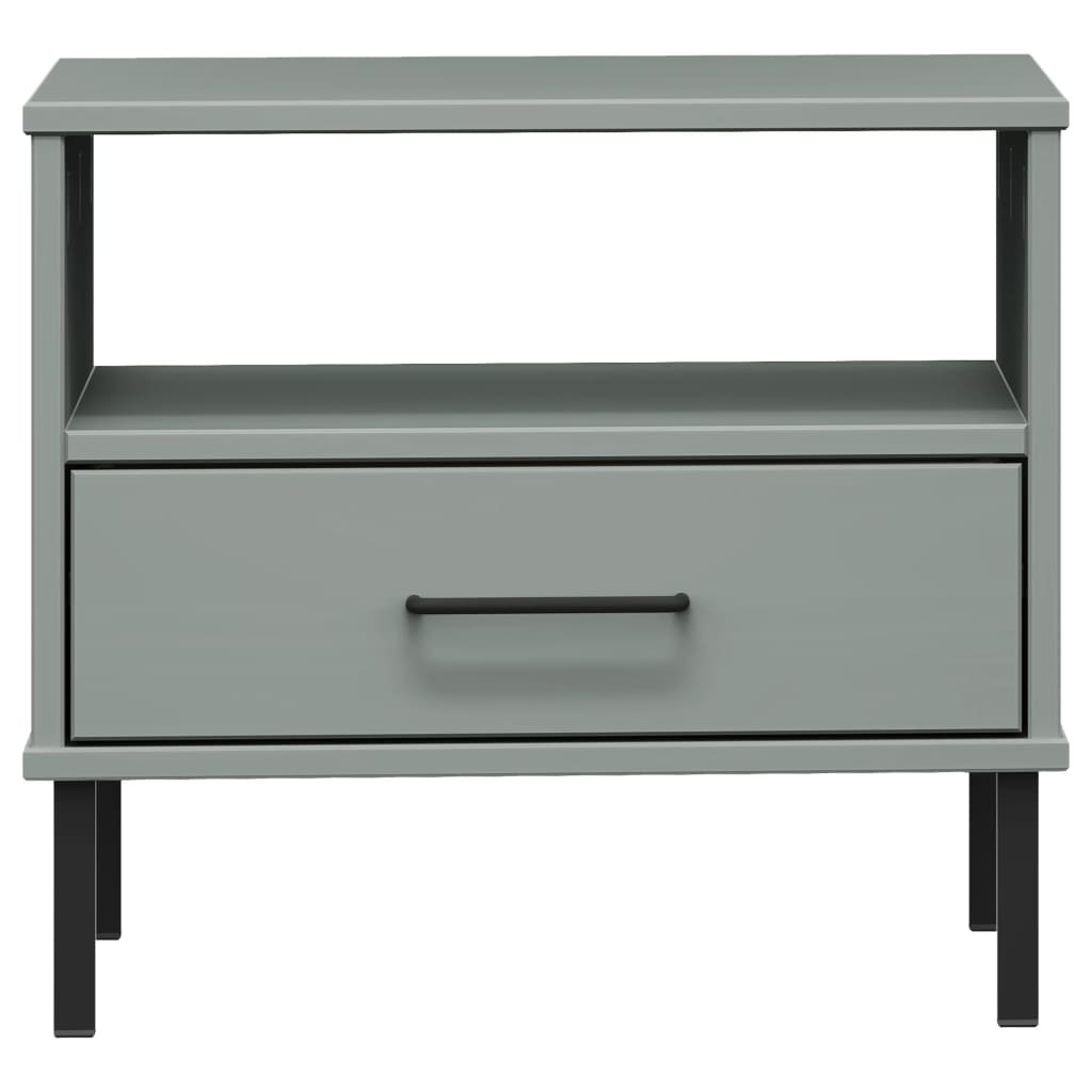 Table de chevet avec pieds en métal Gris Bois pin massif OSLO - XIOS