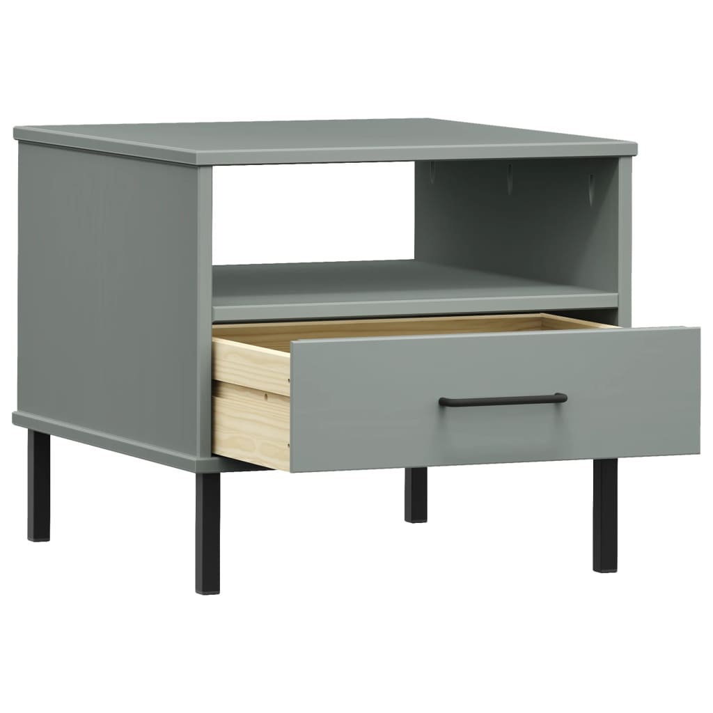 Table de chevet avec pieds en métal Gris Bois pin massif OSLO - XIOS