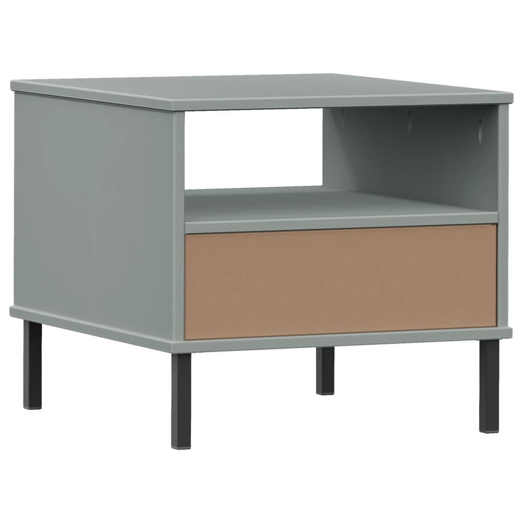 Table de chevet avec pieds en métal Gris Bois pin massif OSLO - XIOS