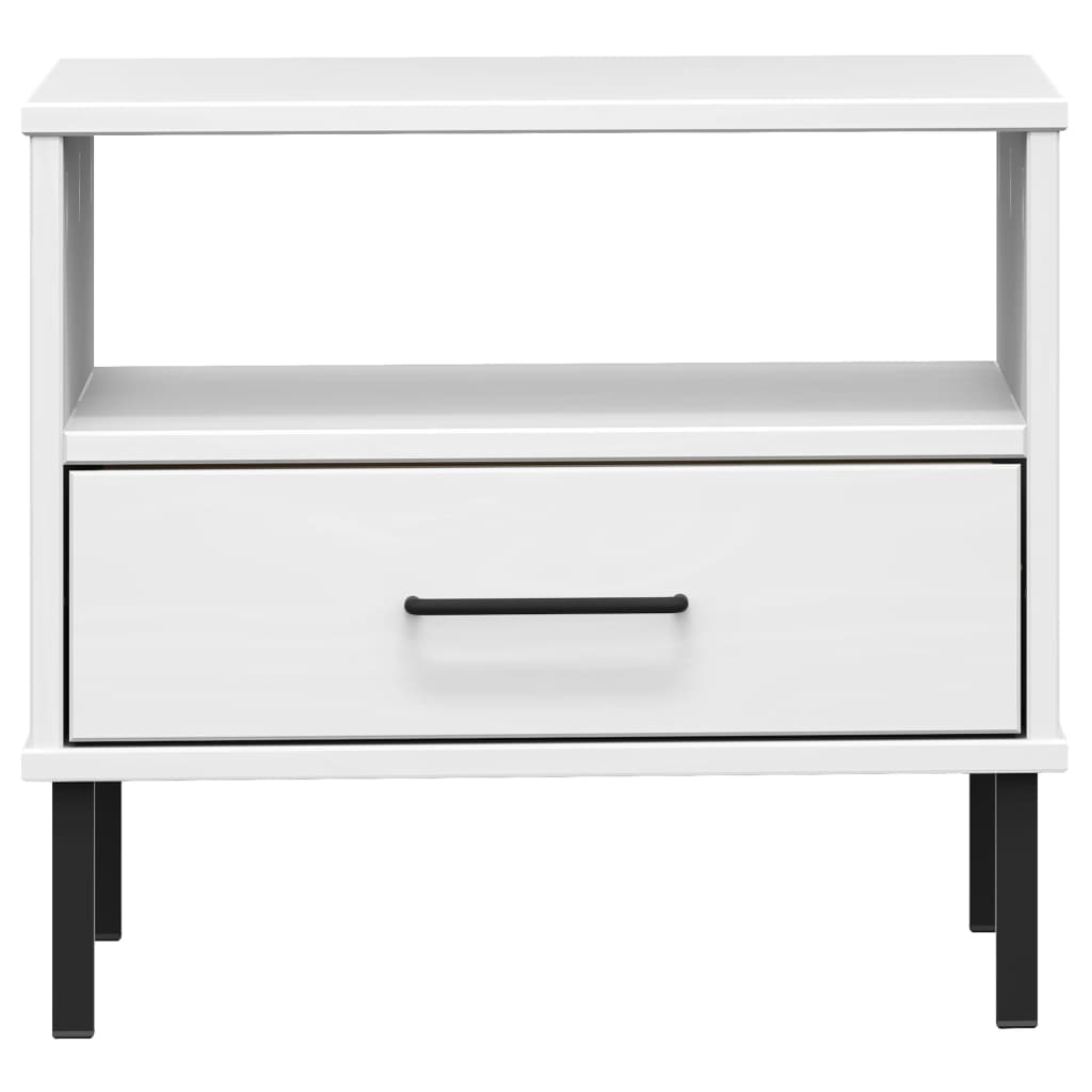 Table de chevet avec pieds en métal Blanc Bois pin massif OSLO - XIOS
